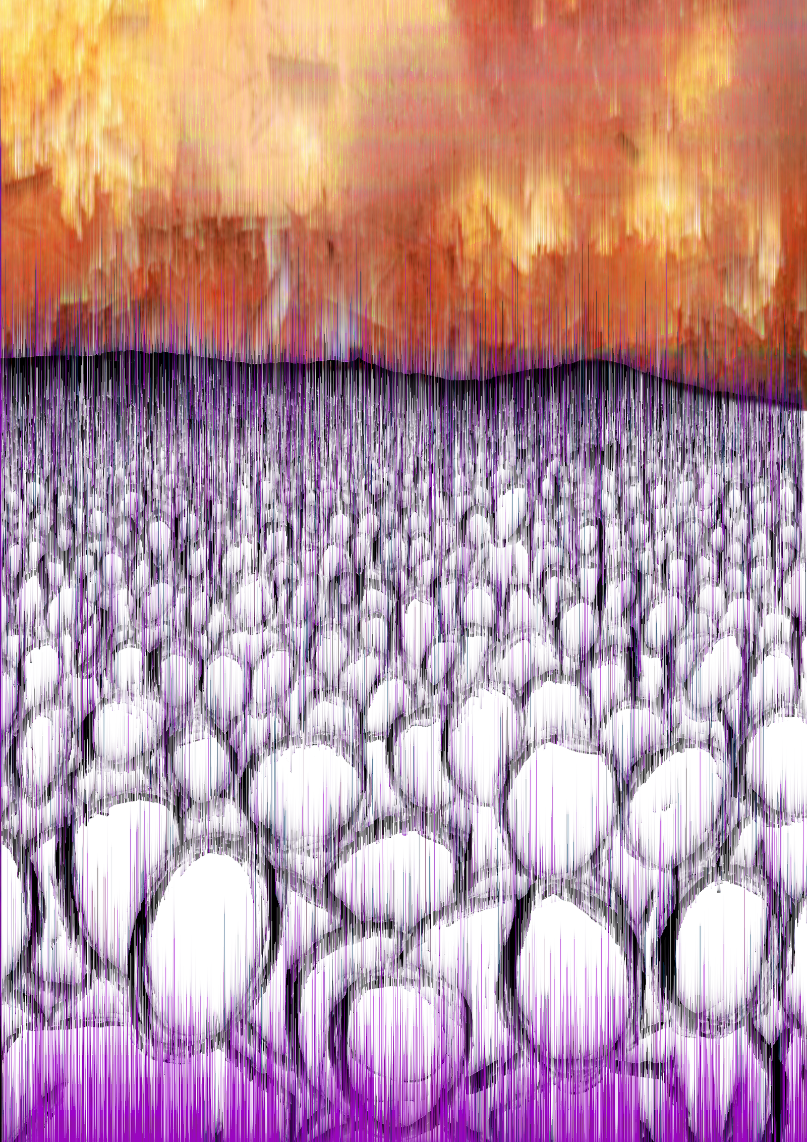 foule de silhouette au stylo avec explosion et glitch